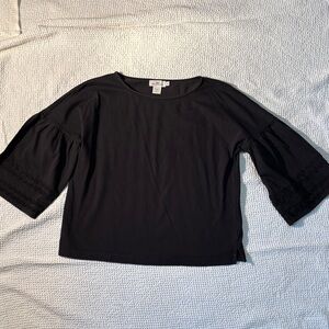 Vineyard Vines Black 3/4 Bell Sleeve Top, Rick Rack Design, size Medium, NWOT